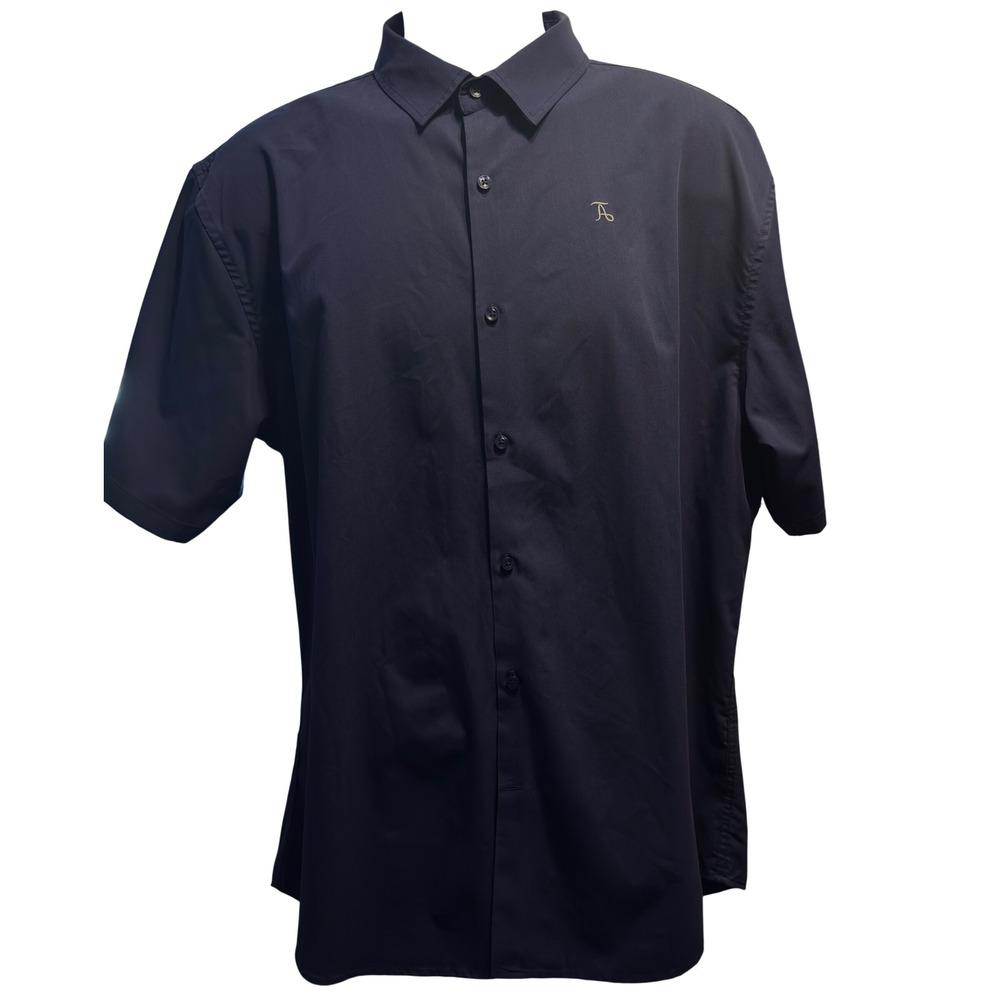 Tailored Athlete Bamboo Shirt Mens XXL Navy Blue Excellent Short Sleeve Stretch